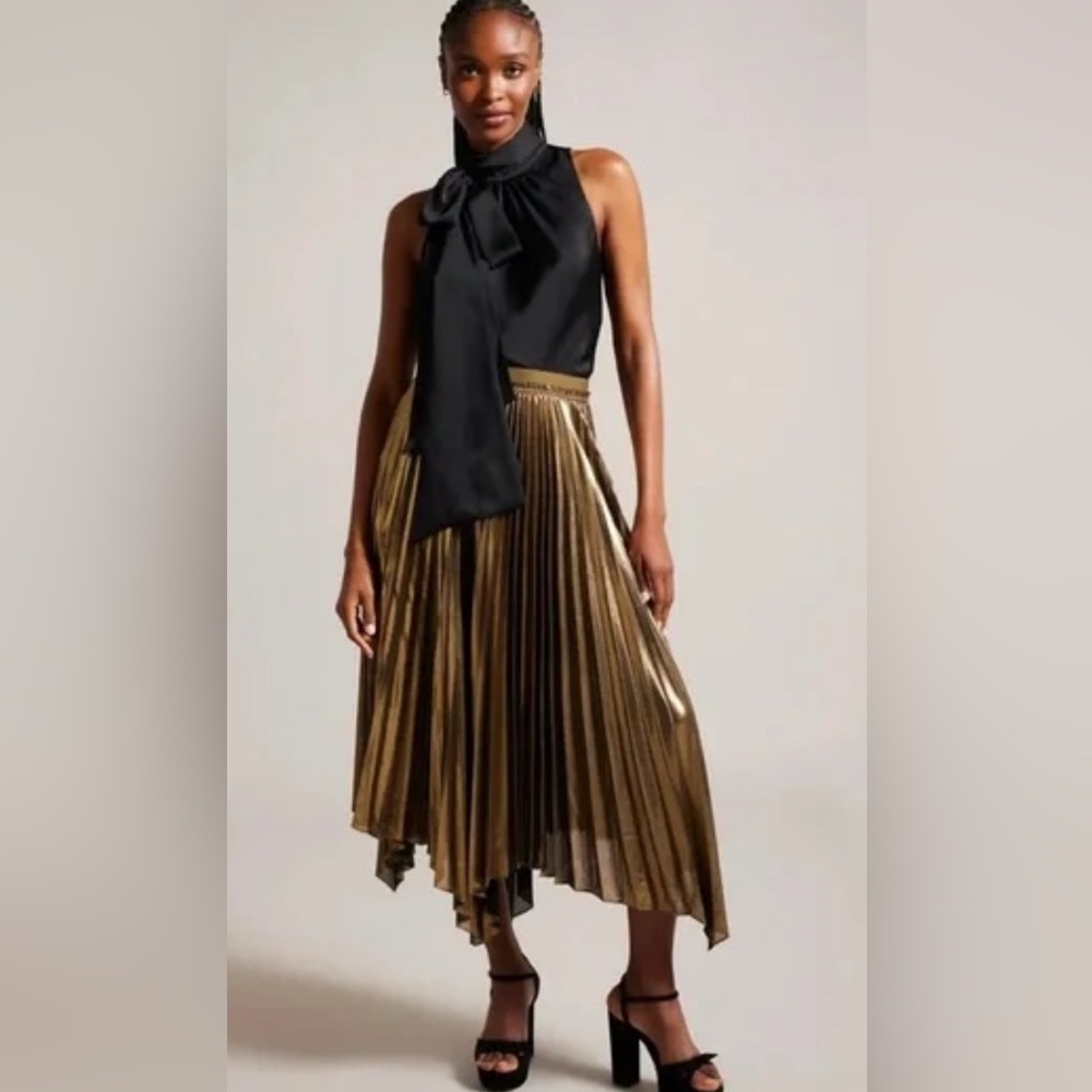 Ted Baker London Nattiee Metallic Pleated Skirt